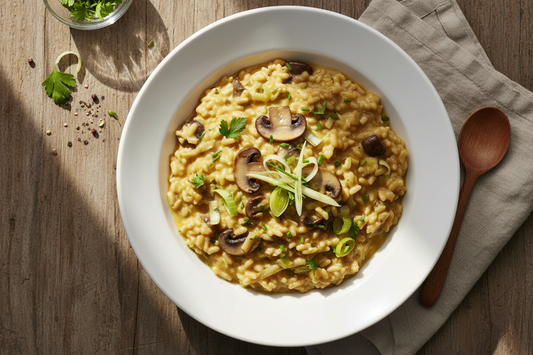 Risotto aux poireaux champignons et parmesan