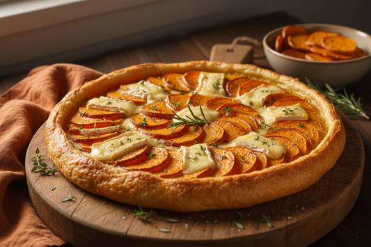 Tarte à la patate douce et au brie