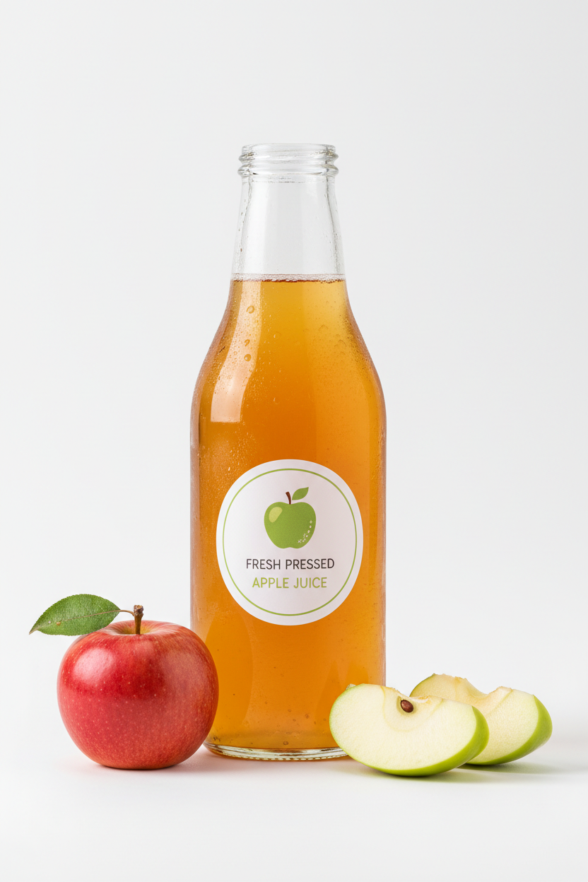 jus de pomme de la même taille que l'image du jus de poire